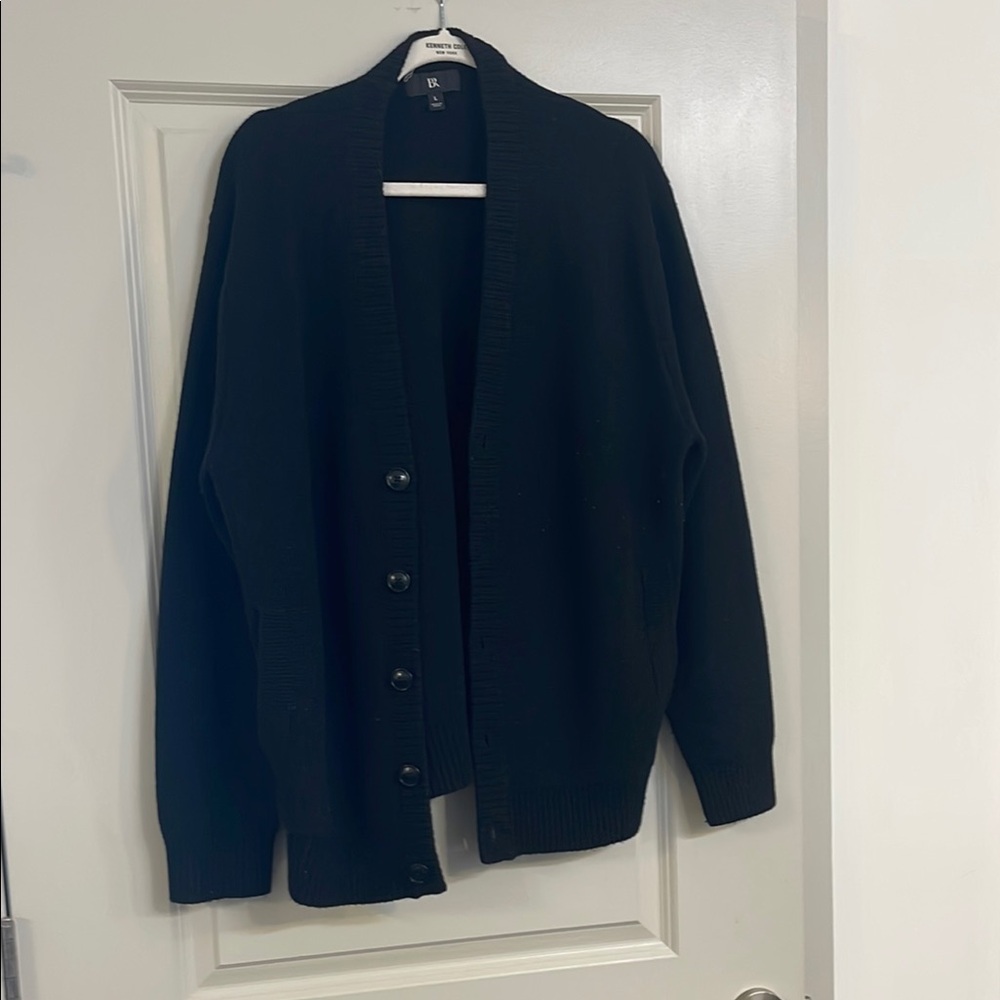 Vintage Men's Wool Black Cardigan Sweater